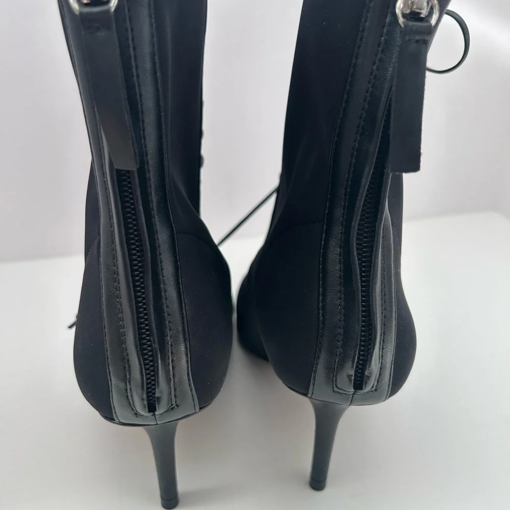 Zara Black Edwardian-Style Lace Up Pointed Heels Boots Size 39 - Picture 5 of 10
